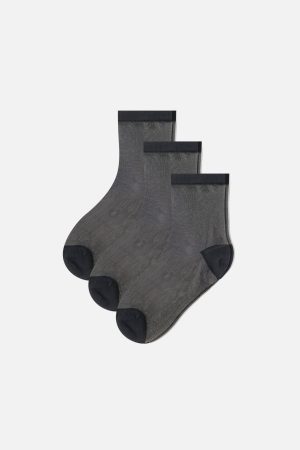 Fancy Mesh Sock in Black (Pack)